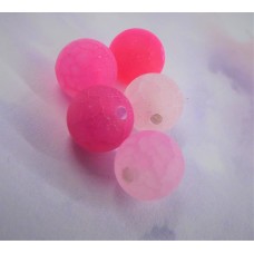 Ronde 8 - Agate de Feu givrée Fuchsia (10 pces)